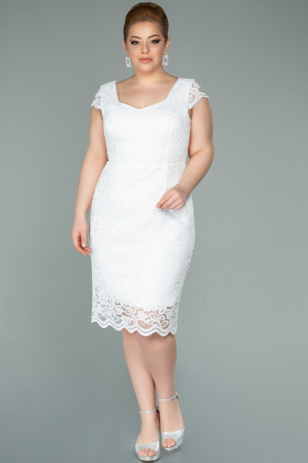 Robe Grande Taille Courte Blanc ABK010