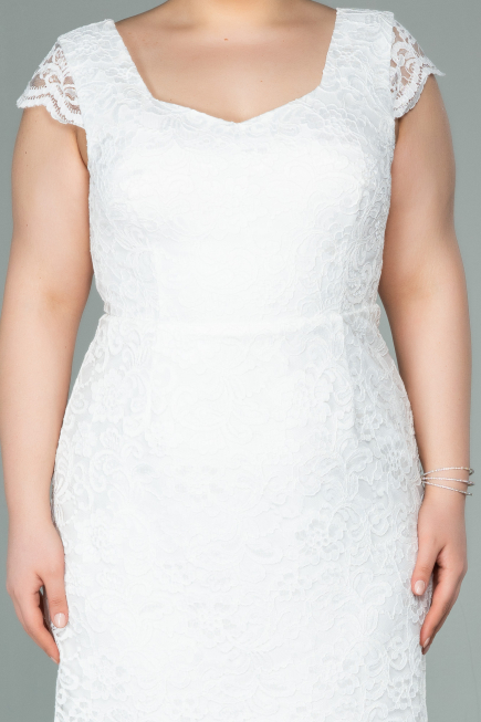 Robe Grande Taille Courte Blanc ABK010