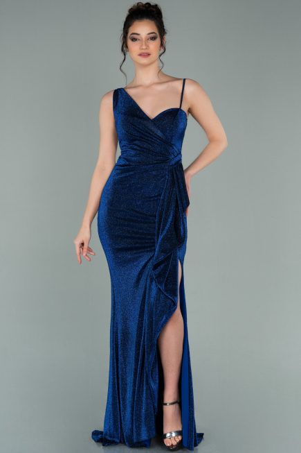 Robe de Soirée Longue Bleu Saxe ABU2227