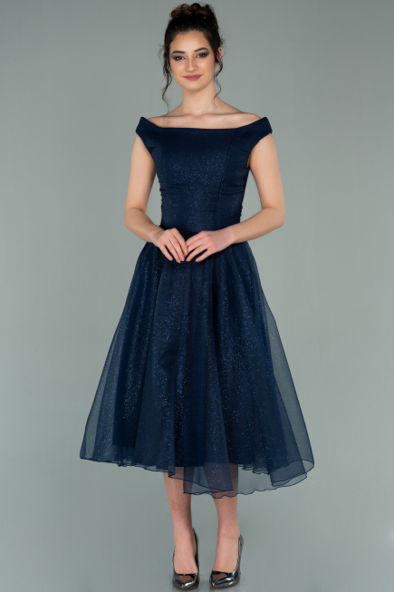 Robe de Soirée Midi Bleu Marine ABK1316