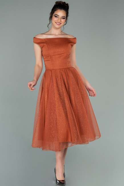Robe de Soirée Midi Marron clair ABK1316