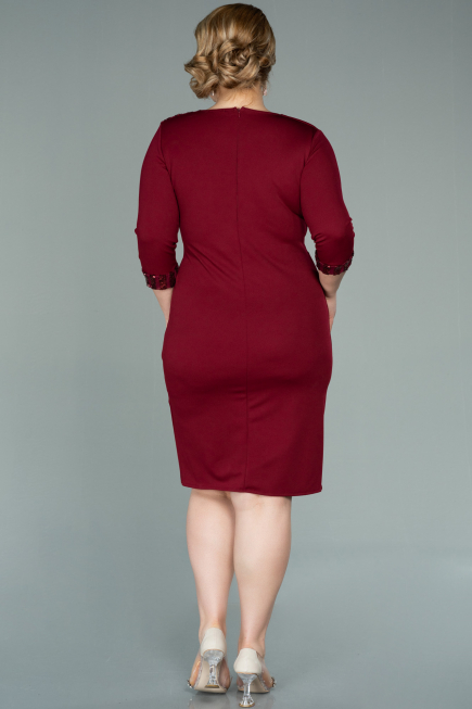 Robe de Soirée Grande Taille Courte Rouge Bordeaux ABK1325