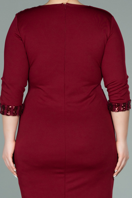 Robe de Soirée Grande Taille Courte Rouge Bordeaux ABK1325