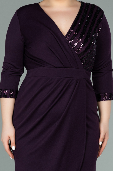 Robe de Soirée Grande Taille Courte Violet ABK1325