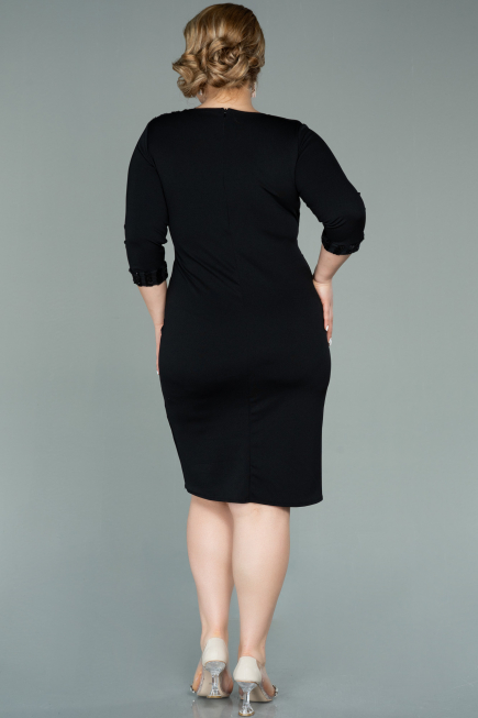 Robe de Soirée Grande Taille Courte Noir ABK1325