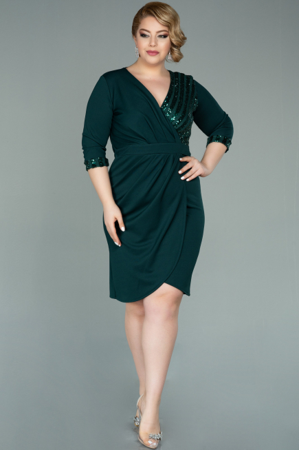 Robe de Soirée Grande Taille Courte Émeraude ABK1325