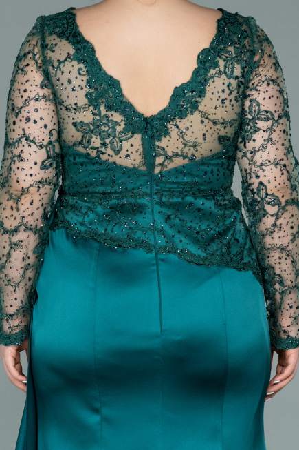 Robe de Soirée Grande Taille Longue Satin Émeraude ABU2204