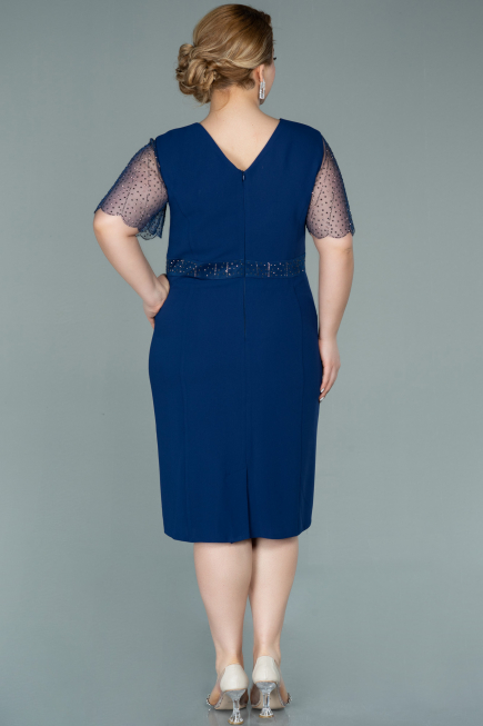 Robe Grande Taille Midi Bleu Marine ABK1338