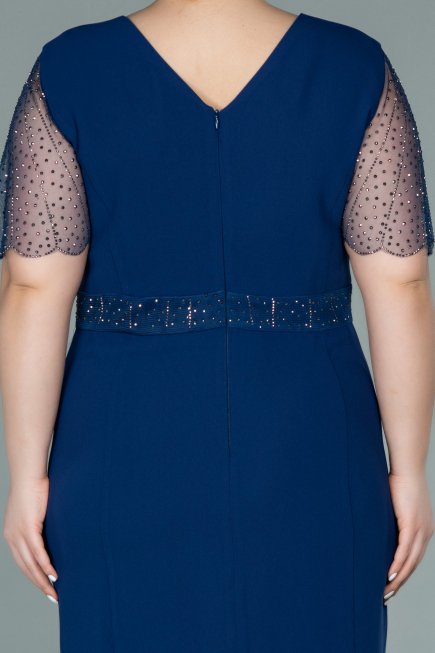 Robe Grande Taille Midi Bleu Marine ABK1338