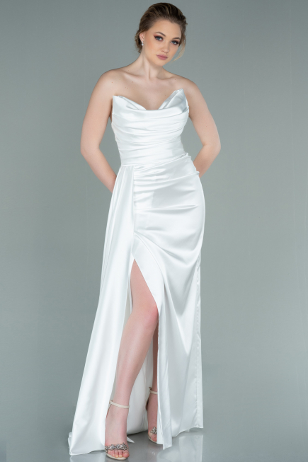 Robe de Soirée Longue Blanc ABU361
