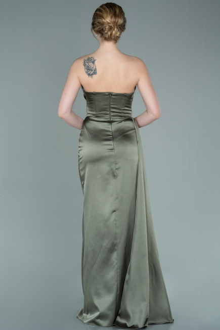 Robe Grande Taille Midi Mousseline Vert Huile ABU361