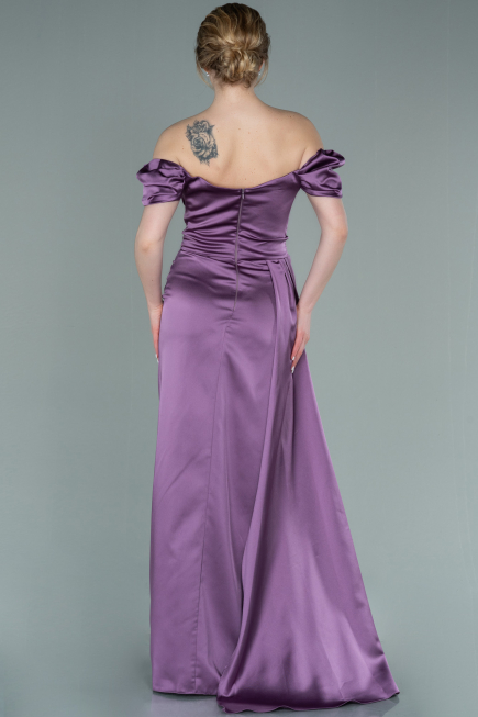Robe de Fiançaille Longue Satin Lavande ABU1606