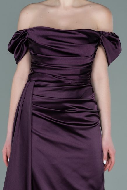 Robe De Fiançaille Satin Longue Violet ABU1606