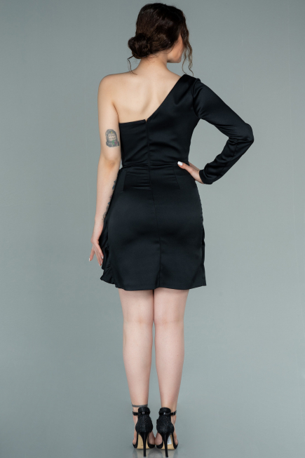 Robe de Cérémonie Courte Satin Noir ABK1309
