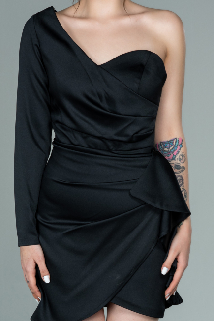 Robe de Cérémonie Courte Satin Noir ABK1309