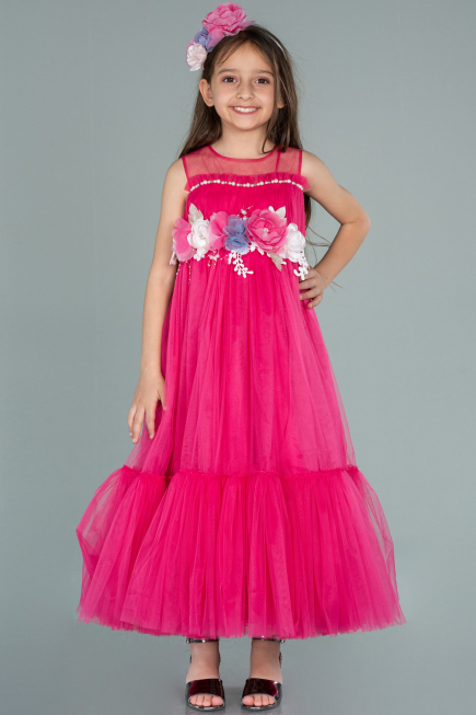 Robe de Soirée Enfants Longue Fushia ABU2291