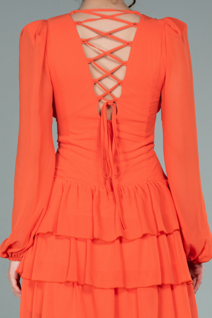 Robe de Cérémonie Mini Mousseline Orange ABK1366