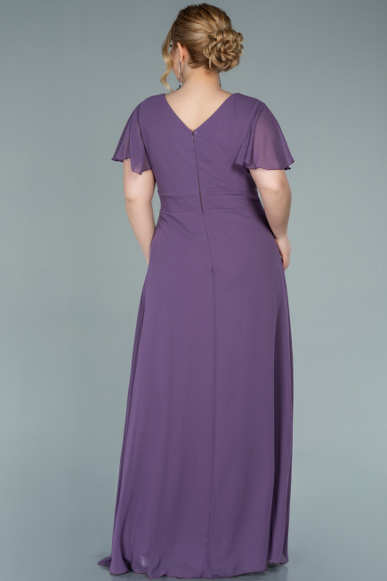Robe de Soirée Grande Taille Longue Mousseline Lavande ABU2308