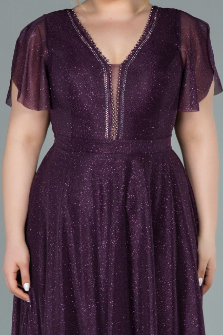 Robe de Soirée Grande Taille Longue Violet Foncé ABU2310