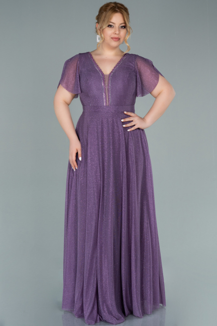 Robe de Soirée Grande Taille Longue Lilas ABU2310