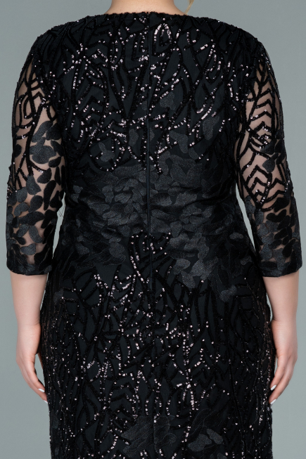 Robe De Soirée Grande Taille Squameuse Courte Noir ABK1284