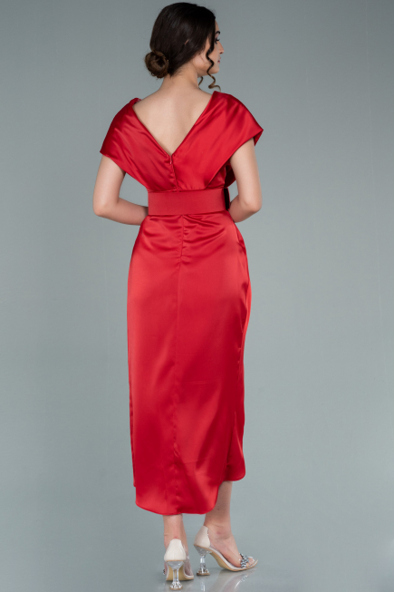 Robe De Cérémonie Satin Courte Rouge ABK1107