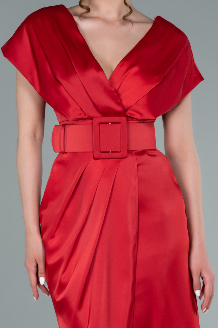 Robe De Cérémonie Satin Courte Rouge ABK1107