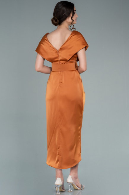 Robe De Cérémonie Satin Courte Orange ABK1107