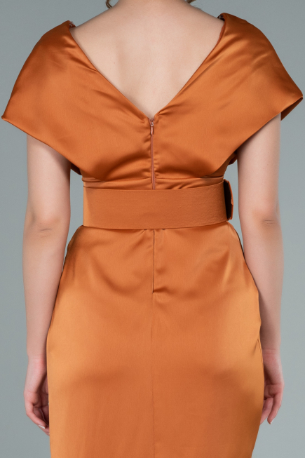 Robe De Cérémonie Satin Courte Orange ABK1107
