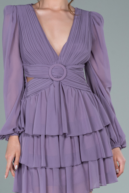 Robe De Cérémonie Mousseline Mini Lavande ABK161
