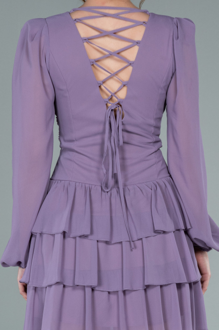 Robe De Cérémonie Mousseline Mini Lavande ABK161