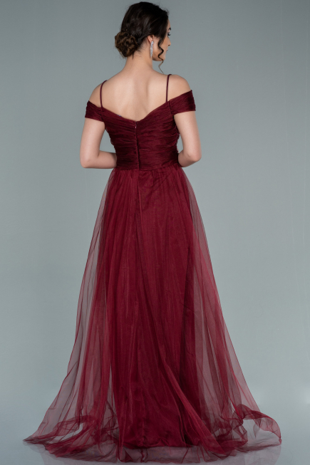 Robe de Soirée Longue Rouge Bordeaux ABU2336