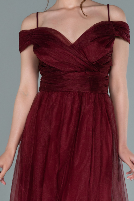Robe de Soirée Longue Rouge Bordeaux ABU2336