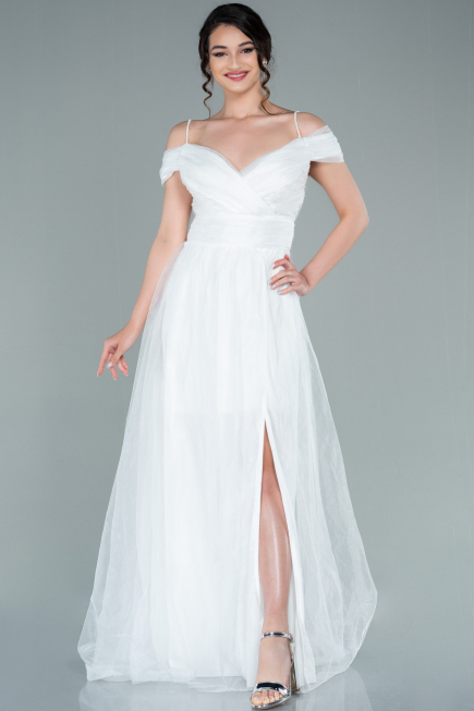 Robe de Soirée Longue Blanc ABU2336