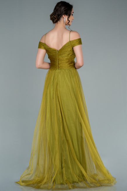 Robe de Soirée Longue Pistache vert ABU2336