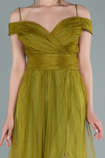 Robe de Soirée Longue Pistache vert ABU2336