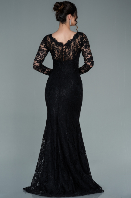 Robe de Soirée Longue Lacé Noir ABU1571