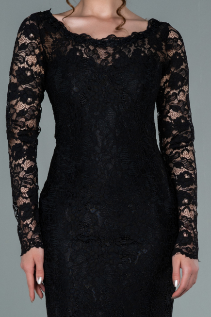 Robe de Soirée Longue Lacé Noir ABU1571