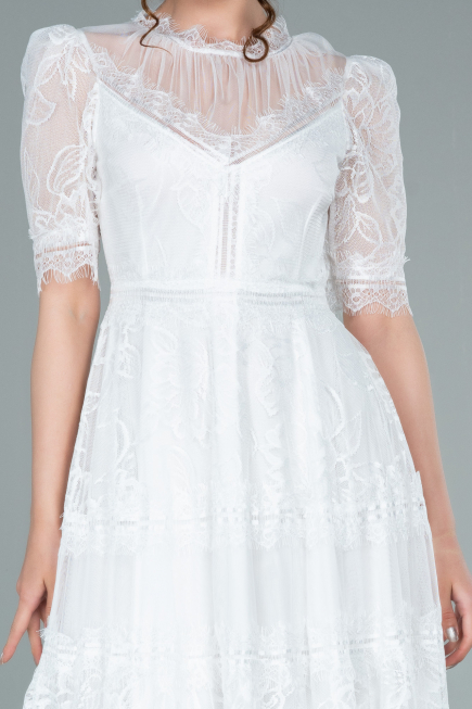 Tenue de Soirée Midi Dantelle Blanc ABK1388