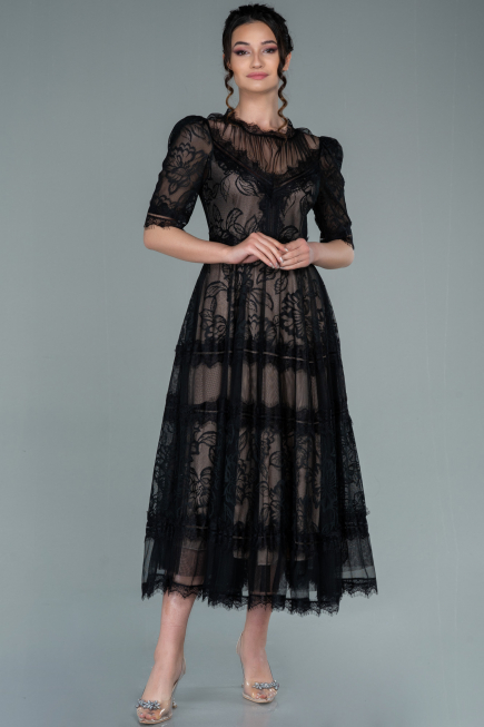 Tenue de Soirée Midi Dantelle Noir ABK1388