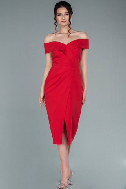 Robe de Cérémonie Midi Rouge ABK1393