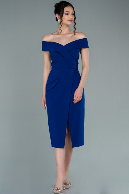 Robe de Cérémonie Midi Bleu Saxe ABK1393