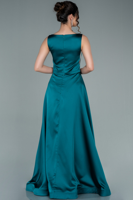 Robe de Soirée Longue Satin Émeraude ABU2350