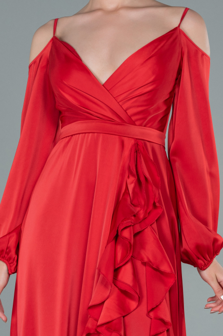 Robe de Soirée Longue Satin Rouge ABU2339