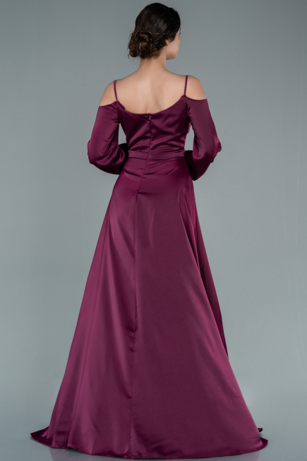 Robe de Soirée Longue Satin Couleur Cerise ABU2339