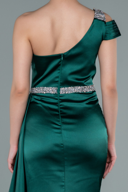 Robe de Soirée Longue Satin Émeraude ABU2363