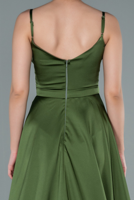 Robe De Soirée Satin Longue Kaki ABU1601