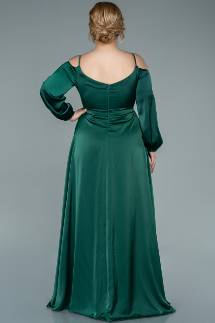 Robe Grande Taille Longue Satin Émeraude ABU2358
