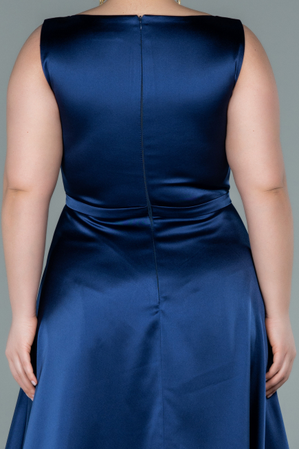 Robe de Soirée Longue Satin Bleu Marine ABU2350