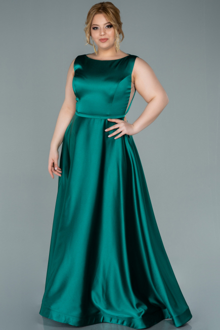Robe de Soirée Longue Satin Émeraude ABU2350